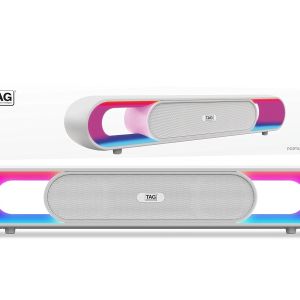 TAG Kolors 16W Portable Wireless Bluetooth Speaker with Dynamic Stereo Sound | Customizable RGB LED Lights | TWS Feature | Supports Micro SD Cards, FM, USB | Comes with Inbuilt Mic (White)