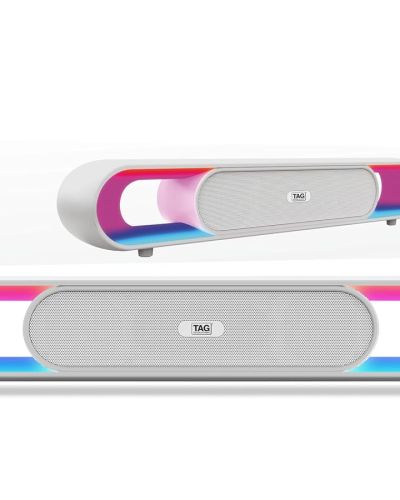 TAG Kolors 16W Portable Wireless Bluetooth Speaker with Dynamic Stereo Sound | Customizable RGB LED Lights | TWS Feature | Supports Micro SD Cards, FM, USB | Comes with Inbuilt Mic (White)