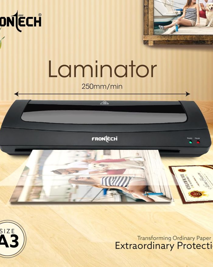 FRONTECH HD-32020 Laminator/Lamination Machine, Adjustable Temperature, Over-Thin Design with 4 Rollers, for Office and Home, 1 Year Warranty (LAM-0001, Grey)
