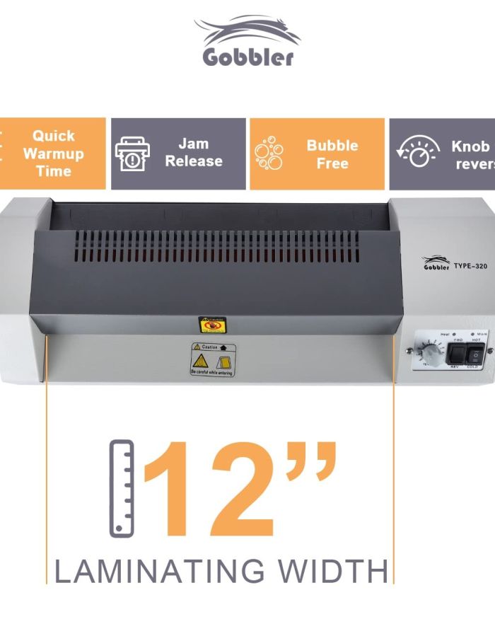 GOBBLER Type-320 All-in-One Professional Lamination/Laminating Metal Machine | Hot & Cold | A3 Laminator (Photos ID, I-Card, Documents, Certificate) – White
