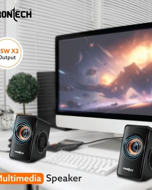 FRONTECH 2.0 USB Powered Multimedia Speakers | 2 x 2.5W Drivers (5 cm) | 3.5mm Jack Connectivity | for Laptop, PC, TV, Mobile | 1 Year Warranty (SPK-0001, Black)