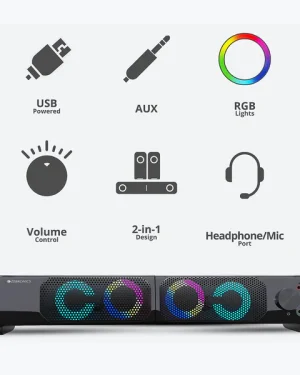 Zeb Wonderbar 10 2.0 multimedia RGB speaker for Laptop, Desktop, Mobile, TV, 3.5mm jack, USB