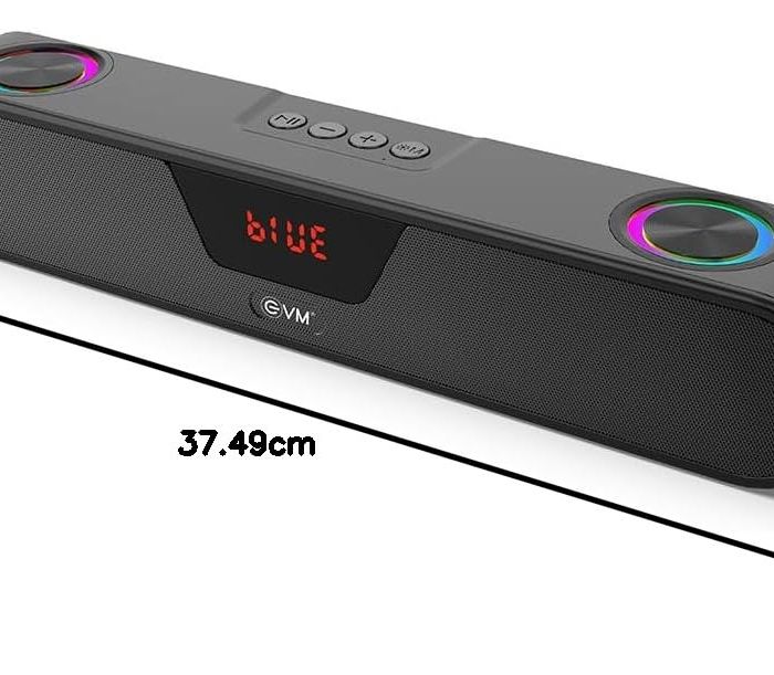 EVM EnBar 2.0 Bluetooth Speaker – RGB Lights – 8 Hrs of Playtime – 16W Max Output – Type C & Aux Cable Included – 1 Year Warranty (EVM-BTS-101)