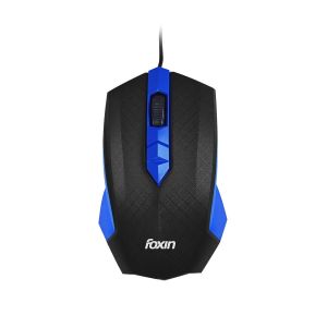 Foxin Wired Mouse for Laptop PC, Plug-n-Play USB, High Resolution 800 DPI Optical Sensor, Durable Design, Clickable Scroll Wheel, Quick Response Mouse for Comfortable All-Day Grip, Smart Blue