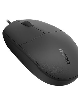 RAPOO 100 Wired USB Mouse, 3 yr Warranty, 1600 DPI Optical Tracking, Ambidextrous PC/Mac/Laptop – Black