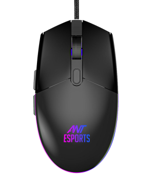 Ant Esports GM60 Optical Gaming Mouse Wired, 6 Programmable Buttons, 3200 DPI Adjustable, Optical Gamer Gaming Mice with Multicolour LED Lights – Black