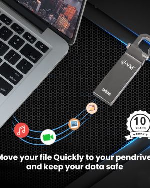 EVM EnStore Metal USB 2.0 Flash Drive – High Read Speeds up to 15MB/s & Write Speeds up to 8MB/s – Durable Metal Casing – Ideal for Data Transfer & Storage